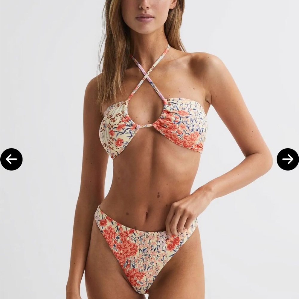 REISS Lola Halter Neck Floral Print Bikini Top & Bottom